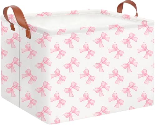 Image of CLOCOR Rectangular Storage Basket,Gift Basket,Waterproof Storage Bin(Star Bowknot)
