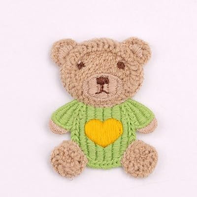 Naszywka haftowana 6,5 * CM 30 SZTUK Cartoon Bear Ręcznie robione szydełkowe aplikacje Szydełkowe naszywki kwiatowe Małe haftowane Aplikacje do prasowania na odzież(Pink)