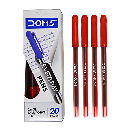 Image of DOMS DF 0.6 GL Ball Point Pens (Red, Pack of 20)
