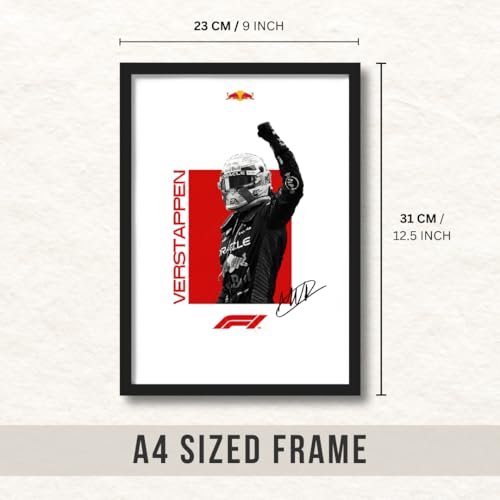 Image of ArtAction Max Verstappen Wall Frame Poster | F1 Racing Art for Bedroom, Office | A4 Size | Framed Formula 1 Champion Poster | Sports Decor Gift for Fans, Men & Boys