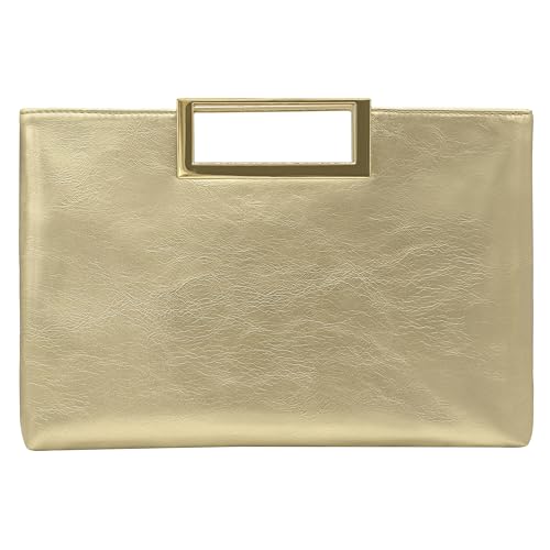 Milisente Bolso Fiesta Dorado Mujer Elegante Bolso de Mano Cuadrado con para Bodas, Noche, Eventos Especiales