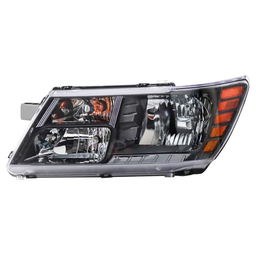 Image of TRQ Driver Side Headlight Assembly Halogen Black Bezel Compatible with 2014-2020 Dodge Journey With Quad Lights With Code LME CH2502265