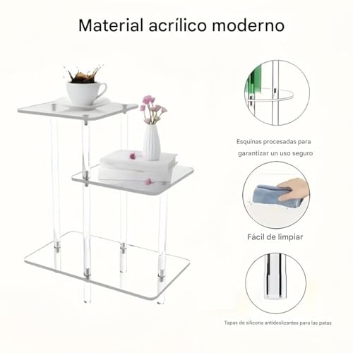 Mesa de acrílico de 3 niveles transparente ideal para optimizar espacios 7