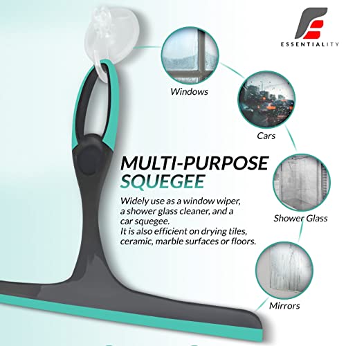 Essentiality Multipurpose Window Squeegee with 2 Strong Suction Hooks, Shower squeegees for Kitchen Bathroom, Mirrors - Image 4
