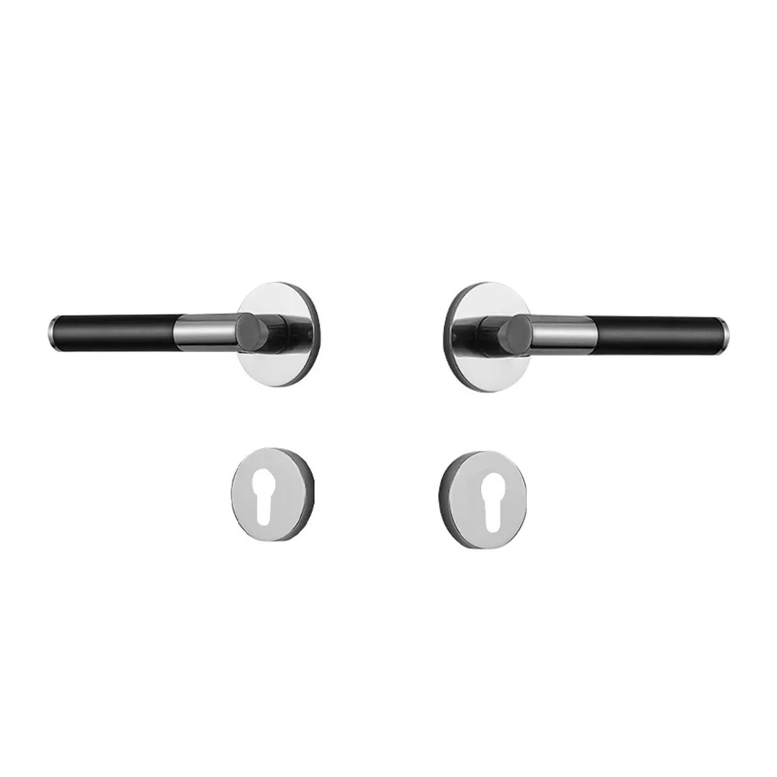 Serrure de porte en laiton d'exception avec finitions en argent brillant et cuir