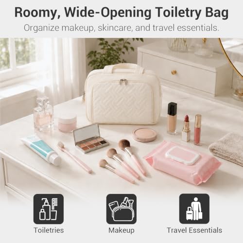 Image of Kono Carry On Luggage Sets 2 Piece, 20 Inch Expandable Hardshell Suitcase | 22x14x9 Airline Approved with Toiletry Bag, Lightweight PC+ABS, Spinner Wheels, TSA Lock, for 1-3 Days Trips, Cream White