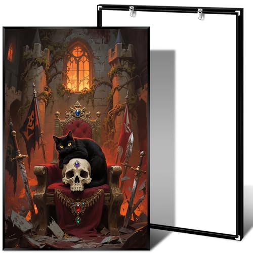 Black Cat Gem Skull Poster Vintage Gothic Throne Castle Wall