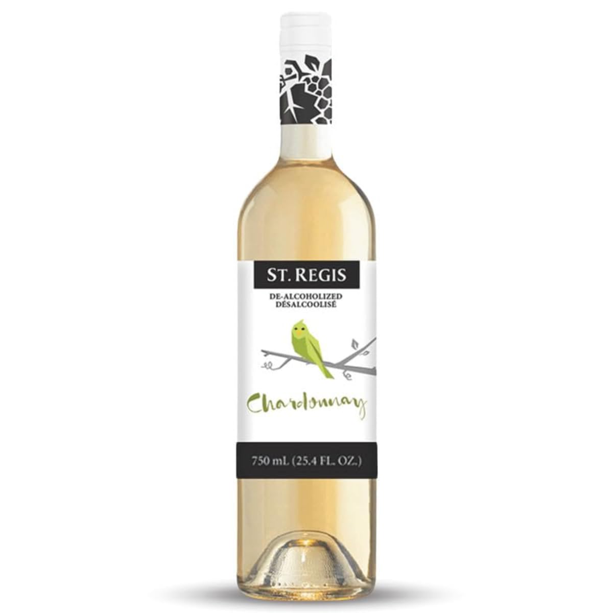 ST. REGIS Non-Alcoholic Chardonnay 25.4 Fl Oz (1 Pack) - Low Calorie and Sugar - Golden Yellow Floral and Fruity Rich Flavor from North of Spain Vineyards -