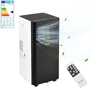 Aire Acondicionado Portátil 70,1 x 35 x 34,8 cm Climatizador Evaporativo 9000 BTU Enfriador de Aire 2 Niveles de Ventilación Ventilador de Torre Pantalla LED Digital Negro y Blanco
