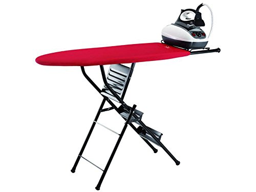 JATA HOGAR 848S - Tabla de planchar plegable y escalera plegable de 3 peldaños. Fácil conversión. Altura escalera: 70 cm. Medidas tabla plegada: 36 x 11 x 146 cm. Reposa Planchas. Gran estabilidad