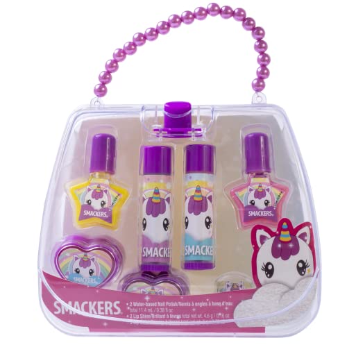 Lip Smacker Glam Rainbow Nail Polish &amp; Flavored Lip Balm Makeup Bag for Girls - Unicorn Delight and Magical Frosting