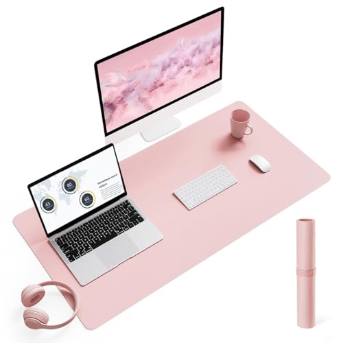 Image of Writing Desk Pad Protector, YSAGi Anti-Slip Thin Mousepad for Computers,Office Desk Accessories Laptop Waterproof Desk Protector for Office Decor and Home (Pink, 35.4 inch x 17 inch)