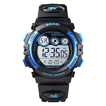 Skmei Kids Sports Watch, Multi Function Digital Kids Watches Waterproof LED Light Wristwatches for Boys Girls (Black)