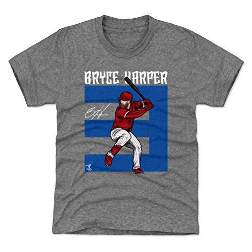 500 LEVEL Bryce Harper Youth Shirt (Kids Shirt, 14-16Y X-Large, Tri Gray) - Bryce Harper Number B WHT