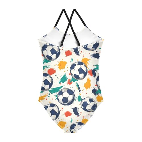 Soccer Pattern Girls One Piece Swimsuits Quick Dry Beach Swimwear Bathing Suit2