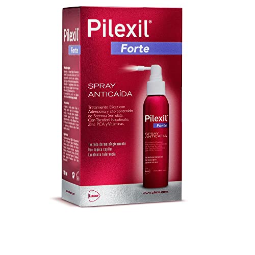 PILEXIL ANTICAIDA - Spray Forte 120 ml, Aplicación Tópica Anticaída, Alarga el Ciclo de Vida Capilar, Ideal Alopecia Androgenética, para Hombres y Mujeres