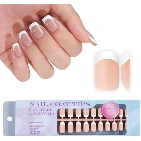 DMQ 300Pcs Short French Tip False Nails Cover