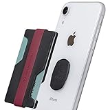 Sinjimoru Smartphone Kartenhalter mit Geldklammer, Portemonnaie für Kreditkarten Slim Wallet Kartenetui Karten Portemonnaie für iPhone & Android. Sinji Mount Z-Slot Weinrot