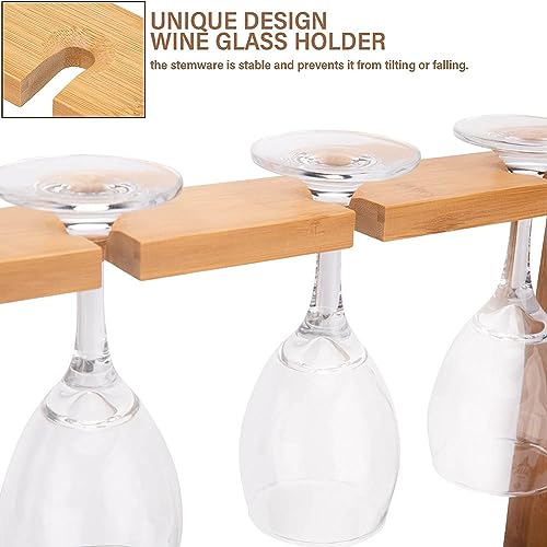 Soporte para botellas de vino de mesa para 4 botellas y 4 copas miniatura 6