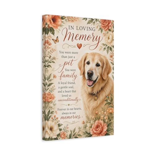 Toile de golden retriever chaleureuse art floral pour amoureux des chiens