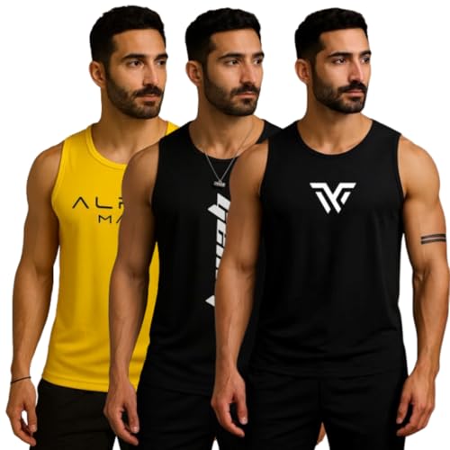 Image of Pack of 2 Sando For Men Men's Sleeveless Round Neck Vest - Pack of 2, Polyester Fabric, Quick Dry Gym & Casual Wear Gym Fit