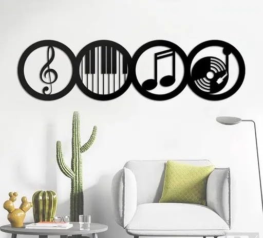 Image of Elegant Wooden Wall Adhesive Art Music Art Modern Peel & Stick Decor for Living Room, Bedroom & Office 40