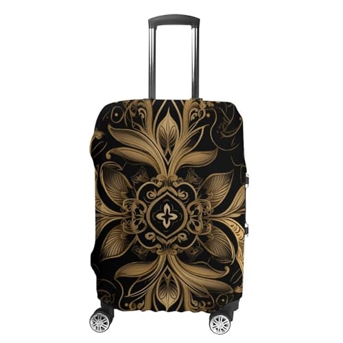 Travel Luggage Cover Elastic Suitcase Protector Anti-Scratch Washable Black And Golden Pattern Luggage Sleeve Tsa Approved Carry on Covers Baggage Cover Fits 18-32 Inch Luggages