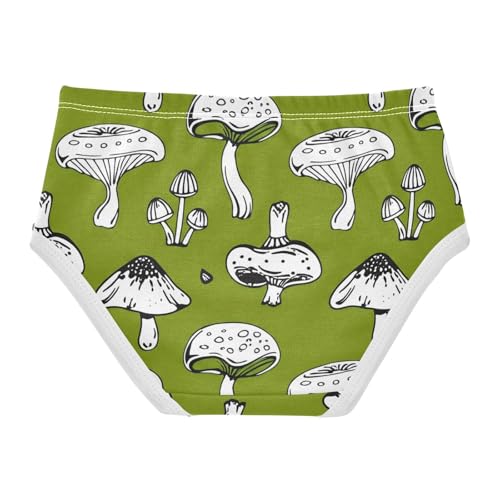Toddler Girls Underwear 2t Cotton Panties Little Girl Fancy Briefs Undies Kids White Mushrooms Olive Green2