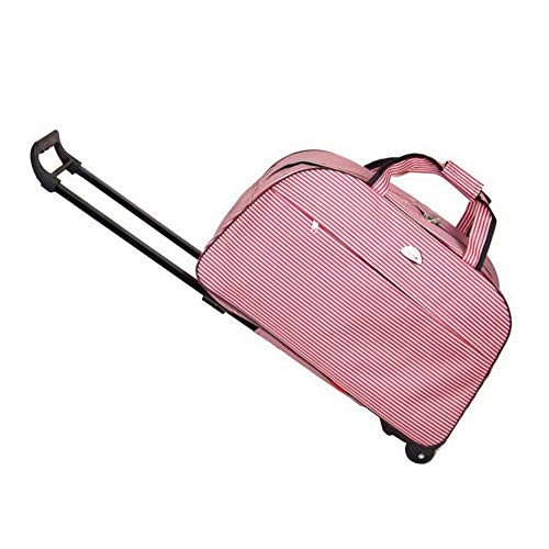 Boshen 24 Inch Travel Rolling Duffle Bag Waterproof Trolley Bag Versatile Carry-On Luggage Weekender Bag (Red White Stripe)