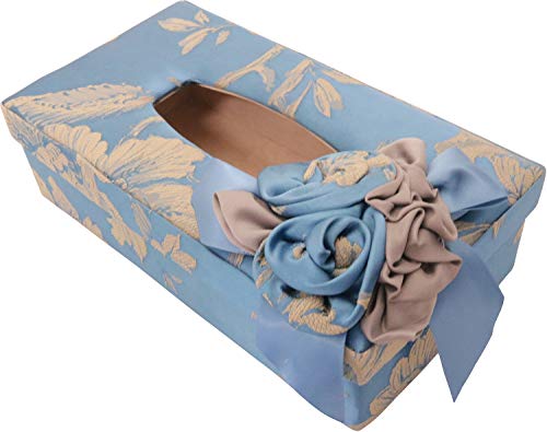 ロイヤルアーデン アクアフラワー ティッシュBOXケース クラシックブルー・76256 W27×D15×H12cm