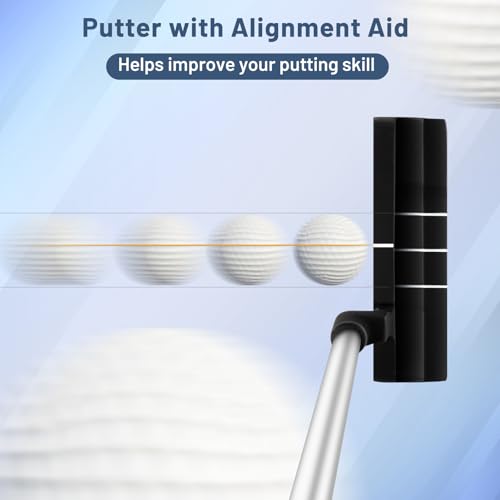 COSTWAY 12 Pieces Complete Golf Clubs Set for Men Women, Golf Club Package Set with 460CC #1 Driver, #3 Fairway and #5 Hybrid, #5#6#7#8#9#P #S Irons & Putter, Rain Hood, Right Hand (Navy Blue) - Image 5