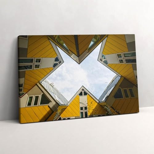 Peinture sur toile maisons à Rotterdam 60x40cm décoration murale Wallfluent