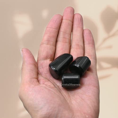 Image of Certified Natural Black Tourmaline Crystal Healing Tumbled Stone, Natural Polished Crystals for DIY Crafts, Manifestation, Meditation, Pooja Feng Shui and Reiki Healing (30 Grams)