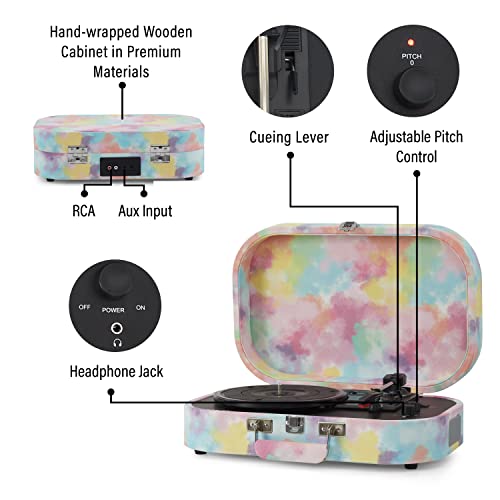 Crosley CR8009B-TD Discovery Vintage Valise Tourne-Disque Bluetooth entrée/Sortie 3 Vitesses Tie-Dye - Les Beatles, Paul McCartney, John Lennon, RIngo Starr, George Harrison Crosley CR8009B-TD Discovery Vintage Valise Tourne-Disque Bluetooth entrée/Sortie 3 Vitesses Tie-Dye – Image 4