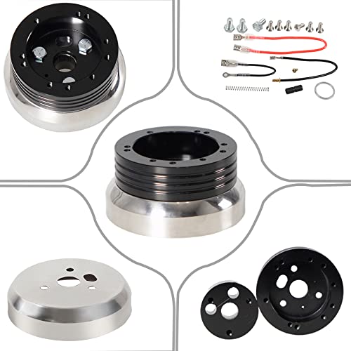 Image of 5 & 6 Hole Billet Steering Wheel Hub Adapter Black
