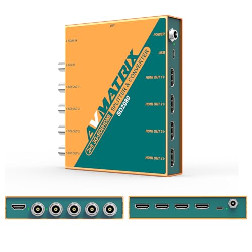 AVMATRIX SD2080 2×8 SDI/HDMI Splitter & Converter, UP/Down Scaling and Frame Rate 1080P Video...