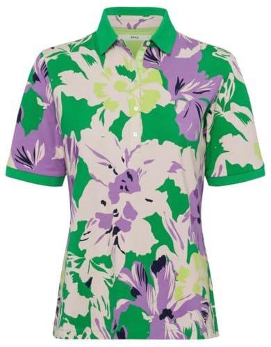 Camisa polo piqué de algodón transpirable y elástico BRAX Style Cleo con flores