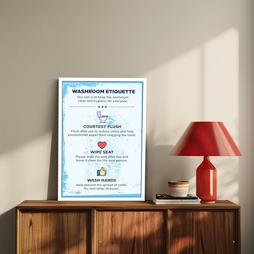 Image of Reko Frames Washroom Etiquette Bathroom Poster, Self Adhesive, Water Resistant, 8.2 x 11.5 Inches (Etiquette)