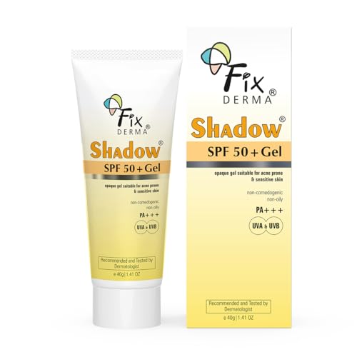 Image of Fixderma Shadow Sunscreen SPF 50+ PA+++ Gel Broad Spectrum Sunscreen For UVA & UVB Protection | Unisex (40 g (Pack of 1), 50,All Skin Sun Protection Factor (SPF)