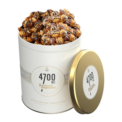 Image of 4700BC Pop Gala, Chocolate Popcorn Ensemble, Tin, 375g (Nutty Tuxedo Chocolate and Tiramisu Chocolate)