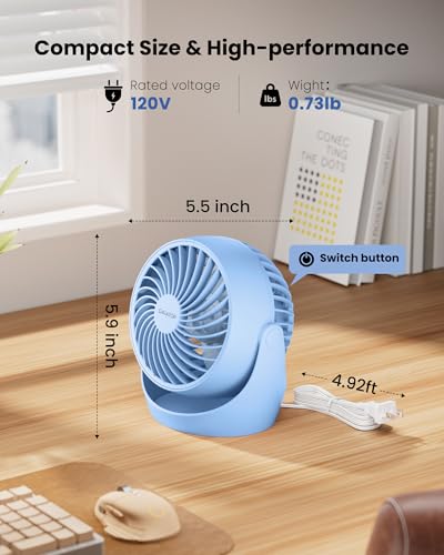 Gaiatop Air Circulator Fan, Portable Desk Fan Table Fan Dorm Fan, 5-Inch Small Fan 3 Speed With 360° Adjustable Tilt Energy-Saving Quiet Fan For Home thumb #3