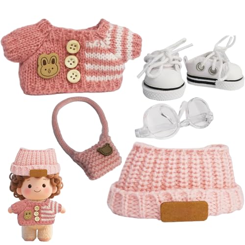 Juego de ropa de muñeca | Kit de accesorios de muñeca de ganchillo | Juguete hecho a mano de para niñas y niños, coleccionistas, decoración, exhibición, juego imaginativo