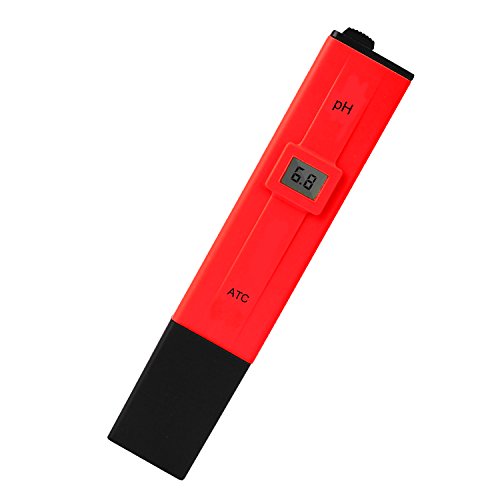 Digital PH Meter, 0.1 PH High Accuracy Water Quality Tester Pen Portable Pocket Size with 0-14 PH Measurement Range for Household Drinking Water, Aquariums, Swimming Spas(Red)