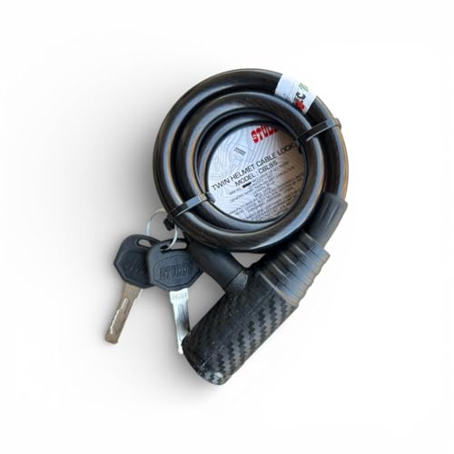 Image of Studds Heavy Duty Helmet Cable Lock for Motorcycle & Scooter - Anti-Theft Braided Steel Security Wire with 2 Computerized Keys - Universal Fit, Weather-Proof (Black) (CBL 85 (85 CM))