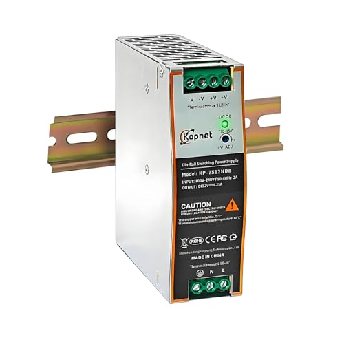 Image of 75W 12V Din Rail Mount Power Supply 12V 6.25A Output AC-DC Industrial Power Adapter 100~240V AC Input Din-Rail Switching Power Supply with Over Load /Temperature Short Circuit Protection