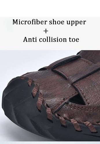 Men's Sandals Mens Closed Toe Leather Sandals Outdoor Adjustable Fisherman Hiking3