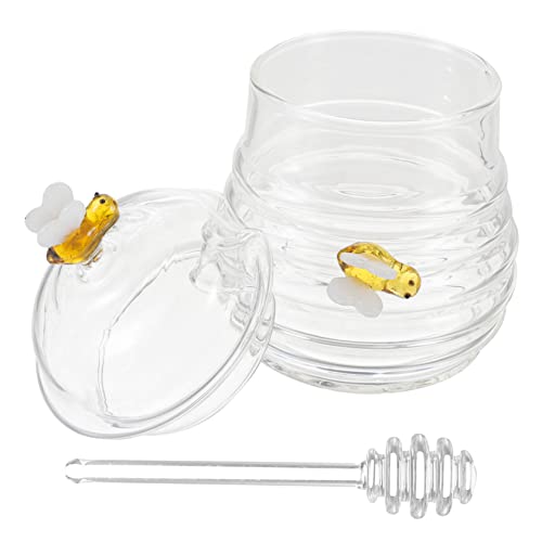 VINTORKY Large Glass with Lid and Dipper Versatile Honey Dispenser for Syrup Jam and More for Kitchen and Parties Lightweight and Easy to Clean