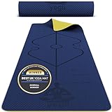 Yogii Esterilla Yoga Antideslizante - Pilates y Fitness Gruesa - Colchoneta Gimnasia - Deporte - Materiales Ecológicos - 183 x 61 x 0.6 cm -Azul/Amarillo
