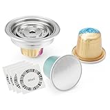 Reusable Coffee Pod Converter Need to Use with Oringal Capsule(NOT Including) Stainless Steel Coffee Capsule Adapter Compatible with De'Longhi ENV135,Vertuoline GCA1, Vertuo POP/Vertuo Next 80ml/2.7oz