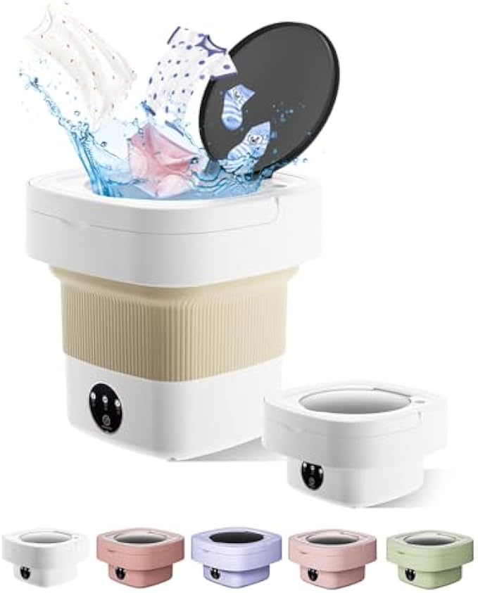 Portable Washing Machine, 9L Mini Laundry Washer with 3 Modes Cleaning for Underwear, Baby Clothes, Sock, Small Delicates. Foldable Washer and Dryer Combo for Apartment, Home, Hotel, Camping,RV(White)